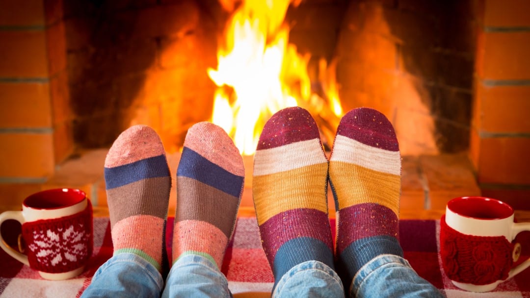 family in a warm house